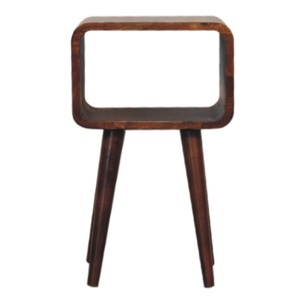 HomeRoots 20" Chestnut Solid Wood Nightstand with Open Shelf - Compact, Handcrafted Accent for Small Spaces 651482