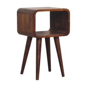 HomeRoots 20" Chestnut Solid Wood Nightstand with Open Shelf - Compact, Handcrafted Accent for Small Spaces 651482