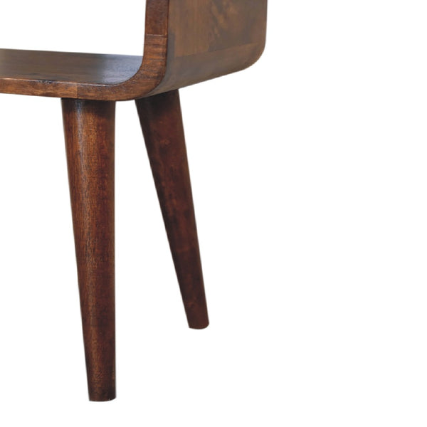 HomeRoots 20" Chestnut Solid Wood Nightstand with Open Shelf - Compact, Handcrafted Accent for Small Spaces 651482