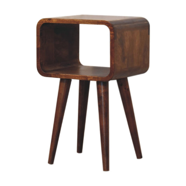 HomeRoots 20" Chestnut Solid Wood Nightstand with Open Shelf - Compact, Handcrafted Accent for Small Spaces 651482