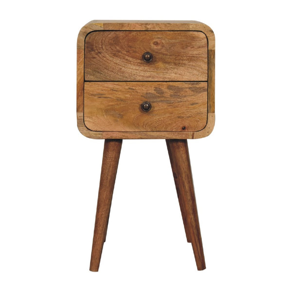 HomeRoots 22" Handcrafted Oak Solid Wood Nightstand with Two Drawers – Perfect for Small Spaces & Versatile Use 651483