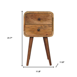 HomeRoots 22" Handcrafted Oak Solid Wood Nightstand with Two Drawers – Perfect for Small Spaces & Versatile Use 651483