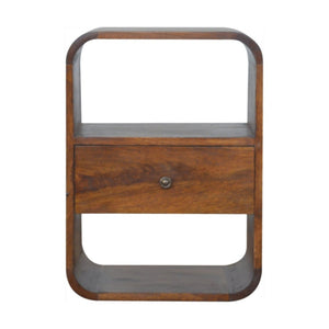 HomeRoots 22" Solid Wood Nightstand with One Drawer and Open Shelves – Modern Space-Saving Design in Brown 651484