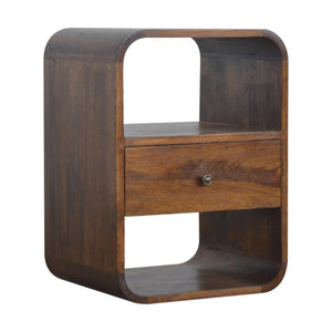 HomeRoots 22" Solid Wood Nightstand with One Drawer and Open Shelves – Modern Space-Saving Design in Brown 651484