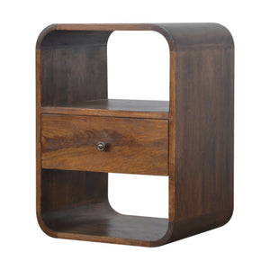 HomeRoots 22" Solid Wood Nightstand with One Drawer and Open Shelves – Modern Space-Saving Design in Brown 651484