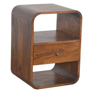 HomeRoots 22" Solid Wood Nightstand with One Drawer and Open Shelves – Modern Space-Saving Design in Brown 651484