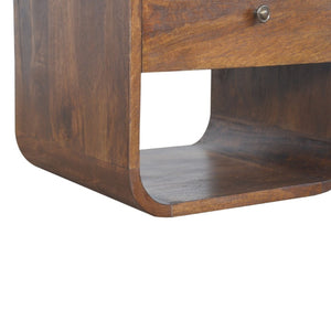 HomeRoots 22" Solid Wood Nightstand with One Drawer and Open Shelves – Modern Space-Saving Design in Brown 651484