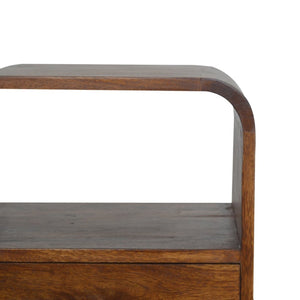 HomeRoots 22" Solid Wood Nightstand with One Drawer and Open Shelves – Modern Space-Saving Design in Brown 651484