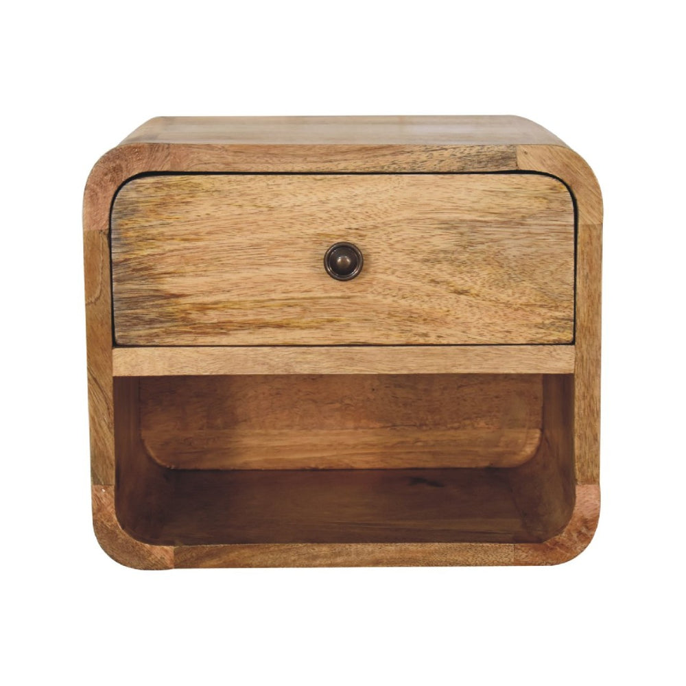 HomeRoots 12" Oak Solid Wood Floating Nightstand with Drawer – Modern Rustic Charm for Any Space! 651485