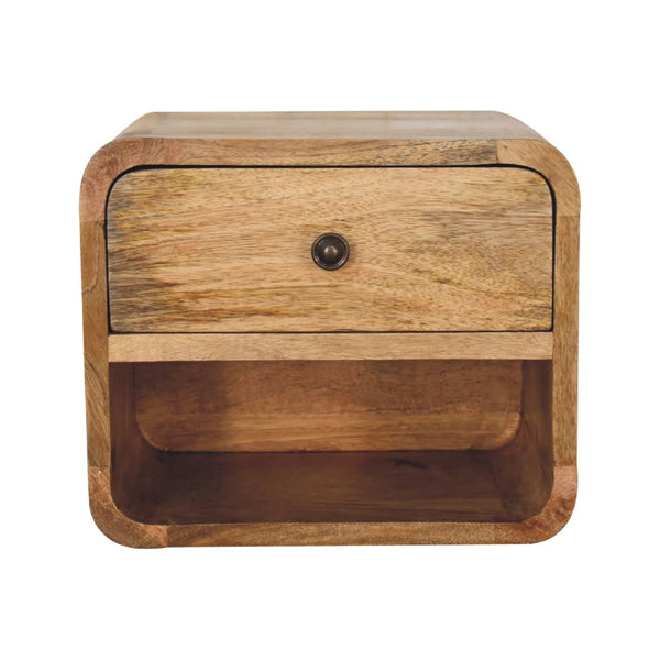 HomeRoots 12" Oak Solid Wood Floating Nightstand with Drawer – Modern Rustic Charm for Any Space! 651485