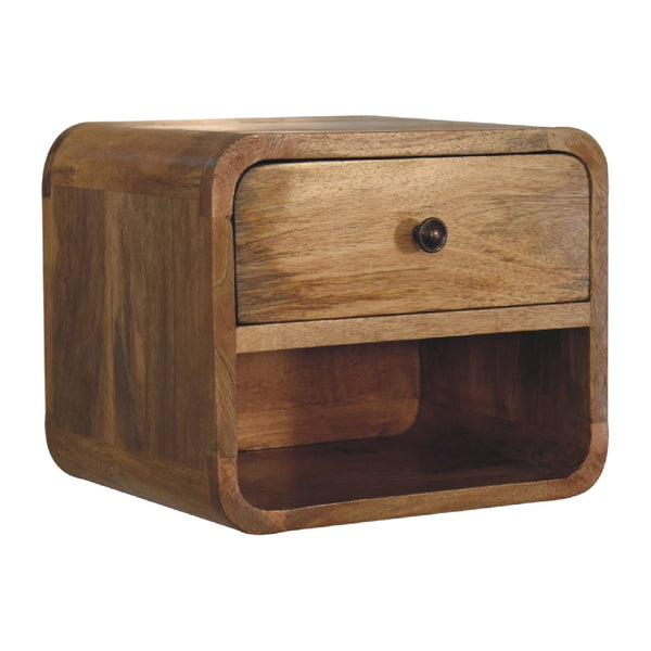 HomeRoots 12" Oak Solid Wood Floating Nightstand with Drawer – Modern Rustic Charm for Any Space! 651485