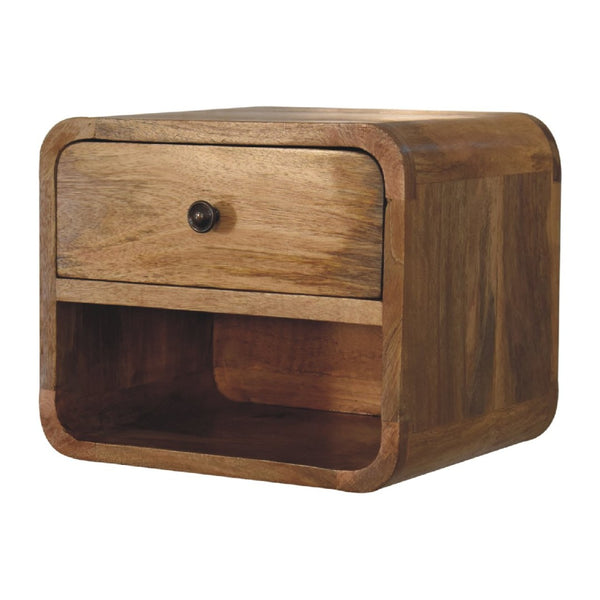 HomeRoots 12" Oak Solid Wood Floating Nightstand with Drawer – Modern Rustic Charm for Any Space! 651485