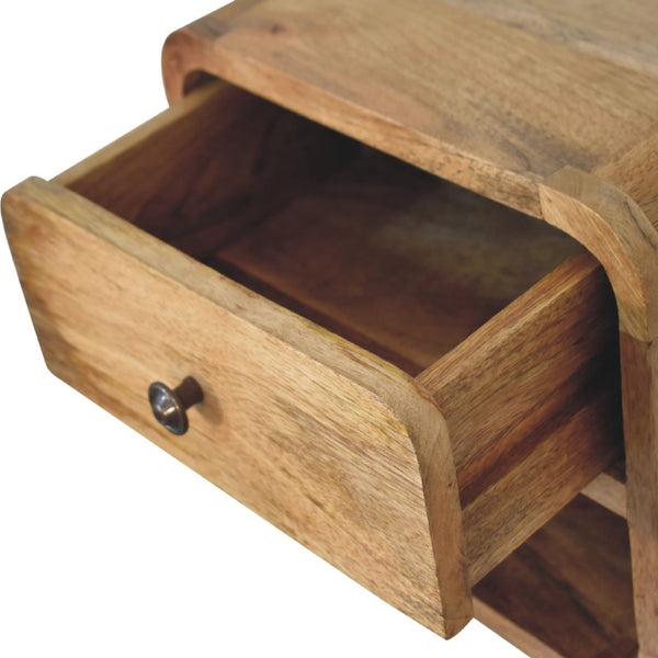 HomeRoots 12" Oak Solid Wood Floating Nightstand with Drawer – Modern Rustic Charm for Any Space! 651485