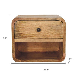 HomeRoots 12" Oak Solid Wood Floating Nightstand with Drawer – Modern Rustic Charm for Any Space! 651485