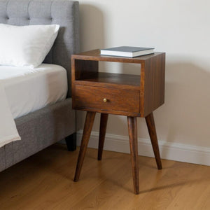 HomeRoots 22" Chestnut Solid Mango Wood Nightstand with Drawer - Stylish, Versatile Storage for Any Space 651486