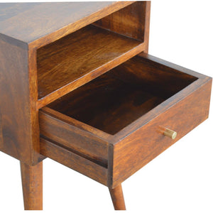 HomeRoots 22" Chestnut Solid Mango Wood Nightstand with Drawer - Stylish, Versatile Storage for Any Space 651486