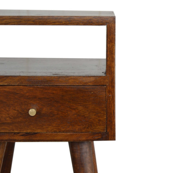 HomeRoots 22" Chestnut Solid Mango Wood Nightstand with Drawer - Stylish, Versatile Storage for Any Space 651486