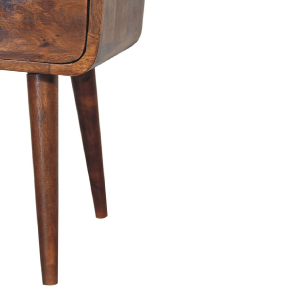 HomeRoots 22" Chestnut Handcrafted Solid Wood Nightstand with Curved Edges - Elegant Storage for Any Room 651487