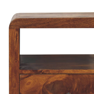 HomeRoots 24" Chestnut Solid Mango Wood Nightstand with Two Drawers & Curved Design for Versatile Storage Solutions 651488