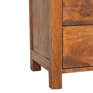 HomeRoots 24" Chestnut Solid Mango Wood Nightstand with Two Drawers & Curved Design for Versatile Storage Solutions 651488