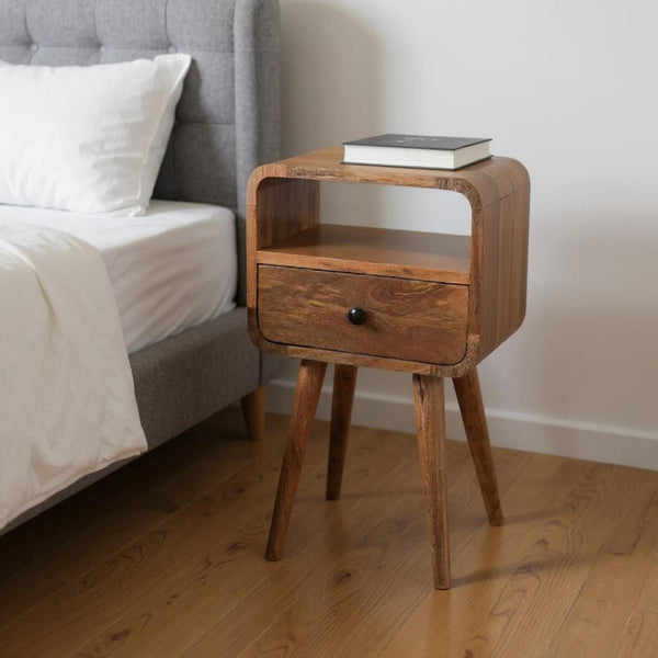HomeRoots 22" Rustic Mango Wood Nightstand with Drawer & Open Shelf – Perfect for Small Spaces & Versatile Use 651491