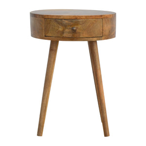 HomeRoots 22" Natural Solid Wood Round Nightstand - Handcrafted Mango Wood with Sleek Design & Versatile Storage 651492