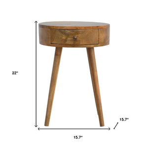 HomeRoots 22" Natural Solid Wood Round Nightstand - Handcrafted Mango Wood with Sleek Design & Versatile Storage 651492