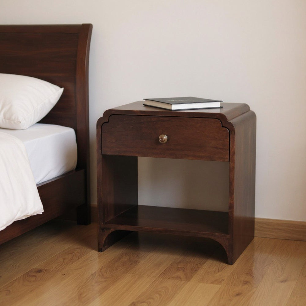 HomeRoots 20" Chestnut Solid Wood Nightstand - Handcrafted Elegance with Storage - Perfect for Any Room Decor 651493