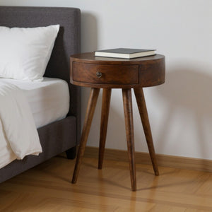 HomeRoots 22" Chestnut Solid Wood Nightstand - Handcrafted Storage Solution for Modern & Cozy Spaces 651496
