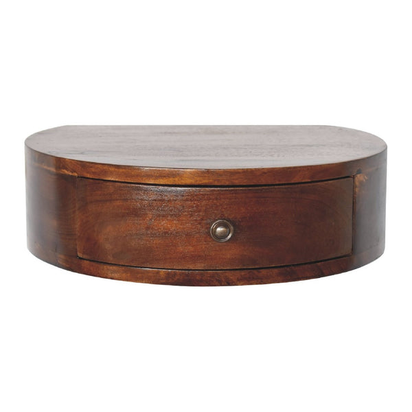 HomeRoots 16" Floating Nightstand - Handcrafted Solid Mango Wood with Drawer for Modern Space-Saving Style 651497