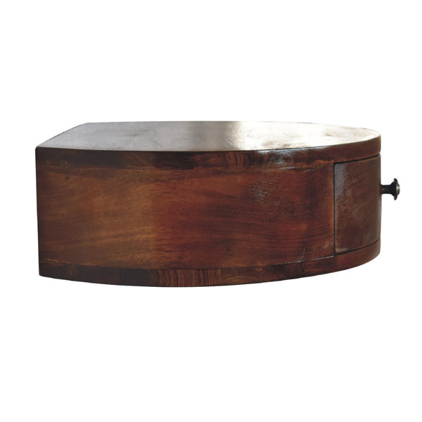 HomeRoots 16" Floating Nightstand - Handcrafted Solid Mango Wood with Drawer for Modern Space-Saving Style 651497