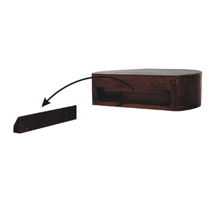 HomeRoots 16" Floating Nightstand - Handcrafted Solid Mango Wood with Drawer for Modern Space-Saving Style 651497