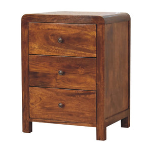 HomeRoots 24" Chestnut Solid Wood Nightstand - Elegant Three Drawer Design for Stylish Bedroom Storage Solutions 651498