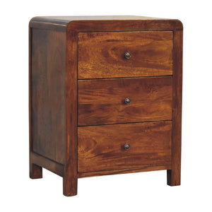 HomeRoots 24" Chestnut Solid Wood Nightstand - Elegant Three Drawer Design for Stylish Bedroom Storage Solutions 651498