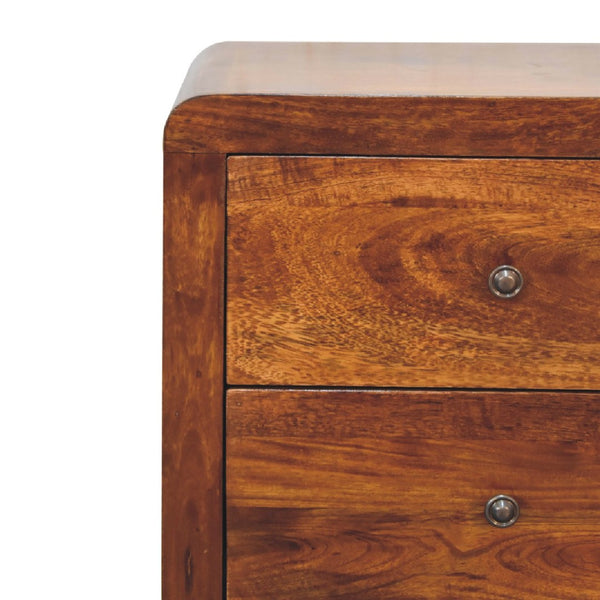 HomeRoots 24" Chestnut Solid Wood Nightstand - Elegant Three Drawer Design for Stylish Bedroom Storage Solutions 651498