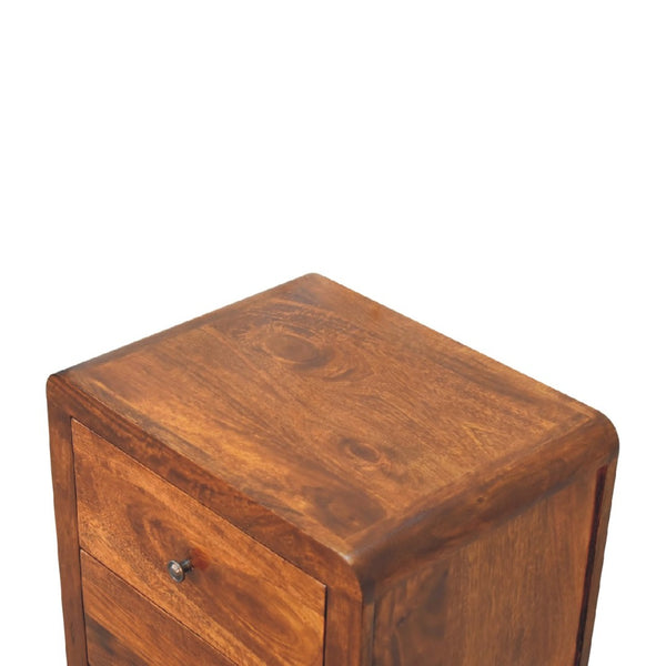 HomeRoots 24" Chestnut Solid Wood Nightstand - Elegant Three Drawer Design for Stylish Bedroom Storage Solutions 651498