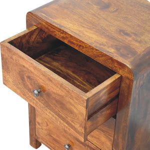 HomeRoots 24" Chestnut Solid Wood Nightstand - Elegant Three Drawer Design for Stylish Bedroom Storage Solutions 651498