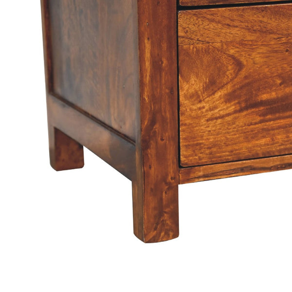 HomeRoots 24" Chestnut Solid Wood Nightstand - Elegant Three Drawer Design for Stylish Bedroom Storage Solutions 651498