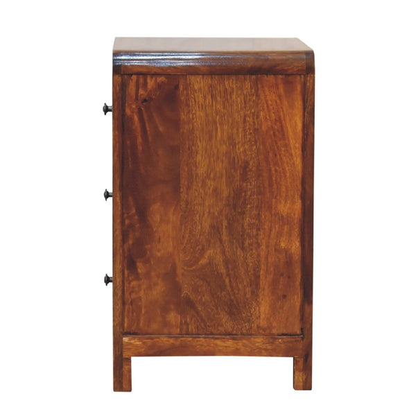 HomeRoots 24" Chestnut Solid Wood Nightstand - Elegant Three Drawer Design for Stylish Bedroom Storage Solutions 651498