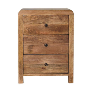 HomeRoots 24" Solid Mango Wood Nightstand with Three Drawers - Elegant Oak Finish, No Assembly Required! 651499