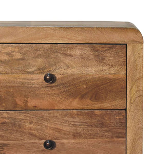 HomeRoots 24" Solid Mango Wood Nightstand with Three Drawers - Elegant Oak Finish, No Assembly Required! 651499