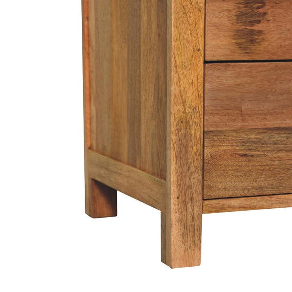 HomeRoots 24" Solid Mango Wood Nightstand with Three Drawers - Elegant Oak Finish, No Assembly Required! 651499