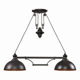 Farmhouse 44'' Wide 2-Light Linear Chandelier - Oiled Bronze 65150-2 Elk Lighting