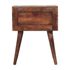 HomeRoots 23" Handcrafted Black, White & Brown Geometric Bone Inlay Nightstand with Two Spacious Drawers 651501