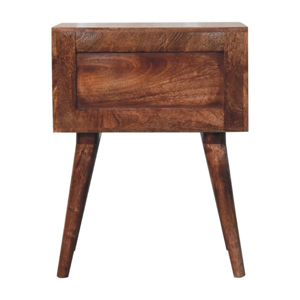 HomeRoots 23" Handcrafted Black, White & Brown Geometric Bone Inlay Nightstand with Two Spacious Drawers 651501