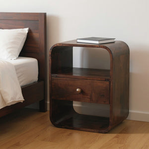 HomeRoots 22" Chestnut Solid Wood Nightstand with Drawer - Handcrafted, Durable & Stylish Compact Accent Table 651502