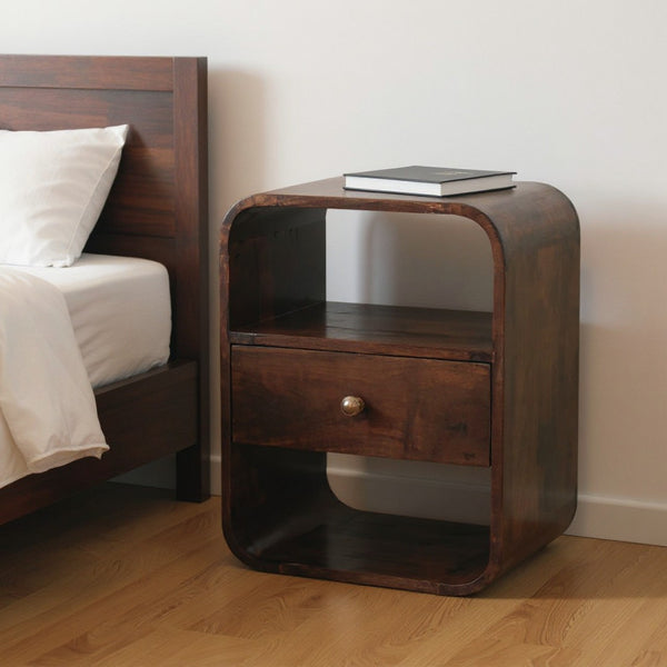 HomeRoots 22" Chestnut Solid Wood Nightstand with Drawer - Handcrafted, Durable & Stylish Compact Accent Table 651502