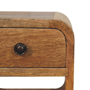 HomeRoots 16" Oak Solid Wood Nightstand - Handcrafted Compact Table with Drawer & Open Shelf for Modern Spaces 651503
