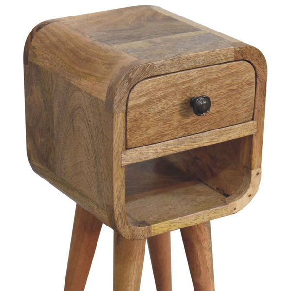 HomeRoots 16" Oak Solid Wood Nightstand - Handcrafted Compact Table with Drawer & Open Shelf for Modern Spaces 651503