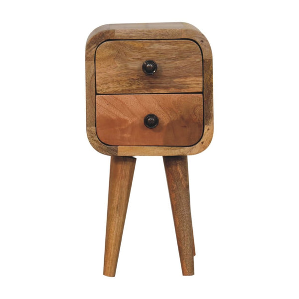 HomeRoots 16" Rustic Oak Solid Wood Nightstand with Two Drawers - Stylish Compact Storage for Any Room 651504